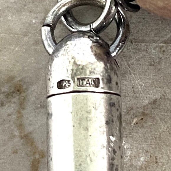 Sterling Silver 925 Italy Ceramic Beaded Pewter Heart Bow Bracelet - Picture 8 of 16